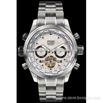 Skeleton stainless steel watch Mens Black Bezel Automatic Watch new style automaitic watch